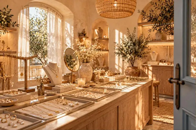 Inside the jewelry and bags boutique