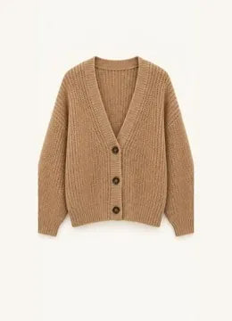 A camel cardigan